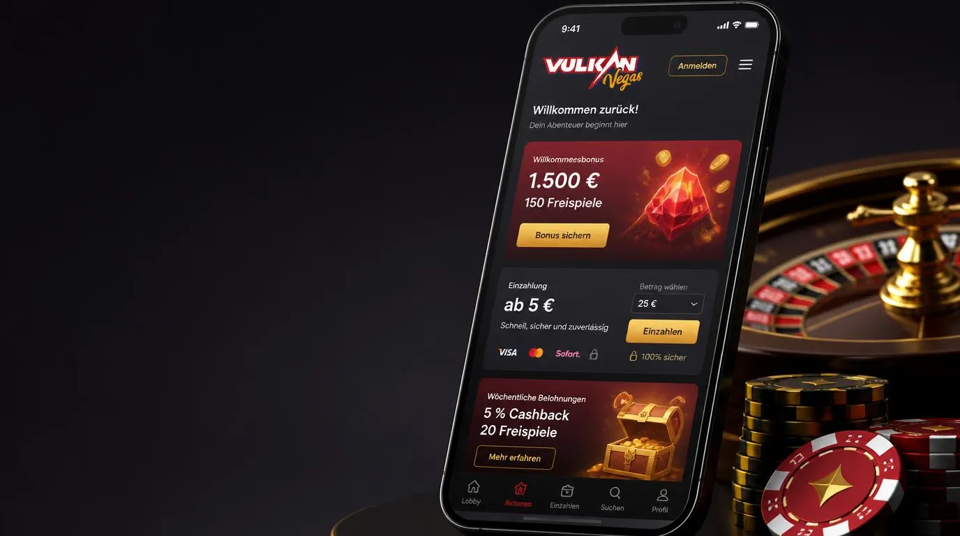 Casino-App mit Willkommensbonus, Freispiele-Zähler und Einzahlungsoption ab 5 Euro